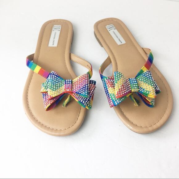 INC International 🌈 SZ 5 Rainbow Bow Flats - Picture 1 of 5